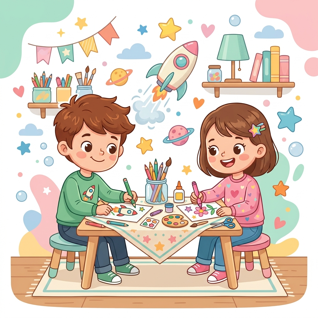 Kids Drawing Illustration